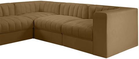Talia Saddle Velvet Performance Fabric Upholstered Sectional, 10-Piece