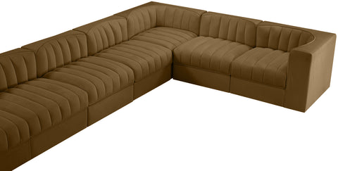 Talia Saddle Velvet Performance Fabric Upholstered Sectional, 10-Piece