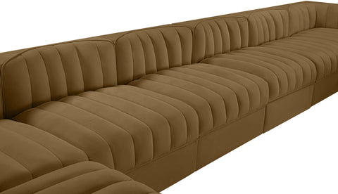 Talia Saddle Velvet Performance Fabric Upholstered Sectional, 10-Piece