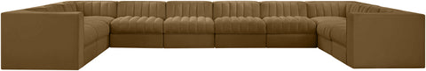Talia Saddle Velvet Performance Fabric Upholstered Sectional, 10-Piece