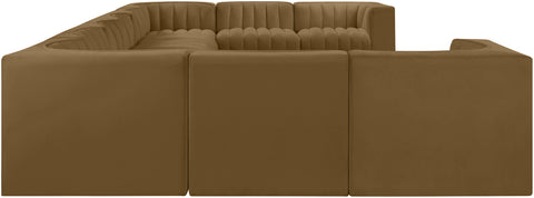 Talia Saddle Velvet Performance Fabric Upholstered Sectional, 10-Piece