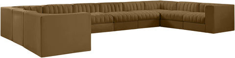 Talia Saddle Velvet Performance Fabric Upholstered Sectional, 10-Piece