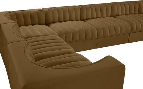 Talia Saddle Velvet Performance Fabric Upholstered Sectional, 10-Piece