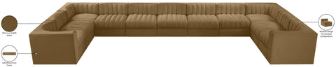 Talia Saddle Velvet Performance Fabric Upholstered Sectional, 11-Piece