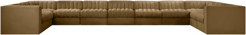 Talia Saddle Velvet Performance Fabric Upholstered Sectional, 11-Piece