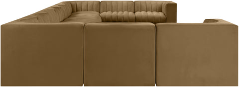 Talia Saddle Velvet Performance Fabric Upholstered Sectional, 11-Piece