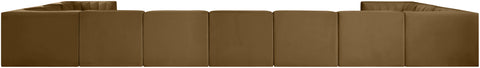 Talia Saddle Velvet Performance Fabric Upholstered Sectional, 11-Piece