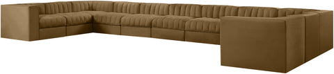 Talia Saddle Velvet Performance Fabric Upholstered Sectional, 11-Piece