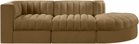 Talia Saddle Velvet Performance Fabric Upholstered Sectional, 3-Piece