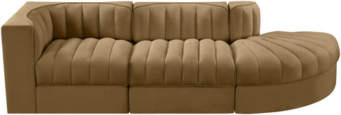 Talia Saddle Velvet Performance Fabric Upholstered Sectional, 3-Piece