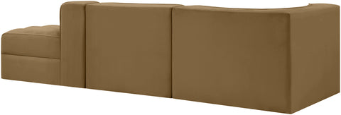 Talia Saddle Velvet Performance Fabric Upholstered Sectional, 3-Piece