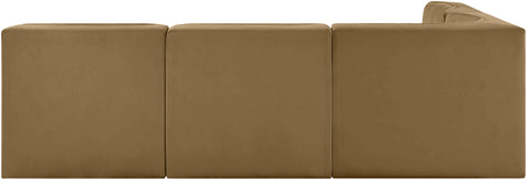 Talia Saddle Velvet Performance Fabric Upholstered Sectional, 4-Piece