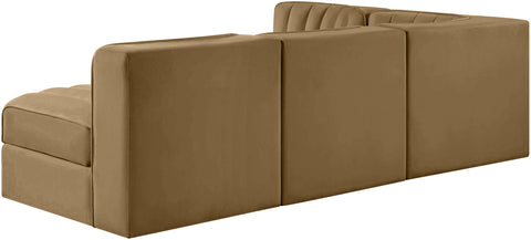 Talia Saddle Velvet Performance Fabric Upholstered Sectional, 4-Piece
