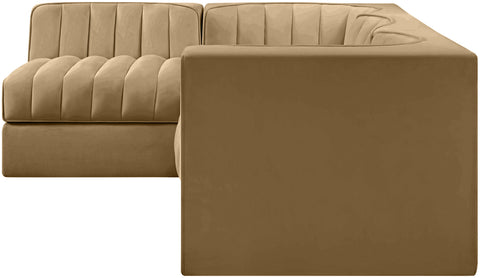 Talia Saddle Velvet Performance Fabric Upholstered Sectional, 4-Piece (Style 2)