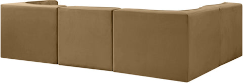 Talia Saddle Velvet Performance Fabric Upholstered Sectional, 4-Piece (Style 2)