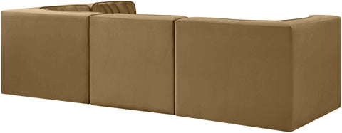 Talia Saddle Velvet Performance Fabric Upholstered Sectional, 4-Piece (Style 2)