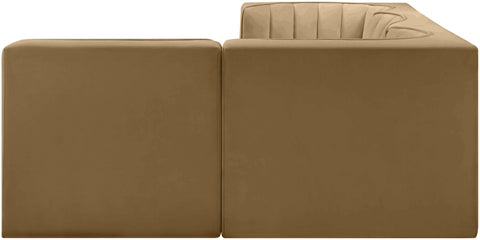 Talia Saddle Velvet Performance Fabric Upholstered Sectional, 4-Piece (Style 2)