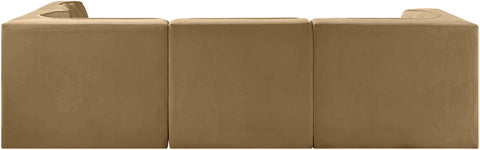 Talia Saddle Velvet Performance Fabric Upholstered Sectional, 4-Piece (Style 2)