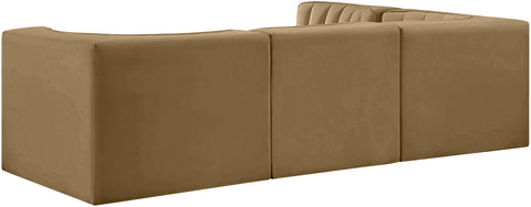 Talia Saddle Velvet Performance Fabric Upholstered Sectional, 4-Piece (Style 2)
