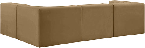 Talia Saddle Velvet Performance Fabric Upholstered Sectional, 4-Piece (Style 2)