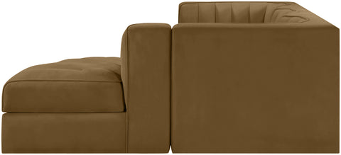 Talia Saddle Velvet Performance Fabric Upholstered Sectional, 4-Piece (Style 3)