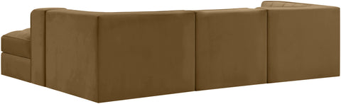Talia Saddle Velvet Performance Fabric Upholstered Sectional, 4-Piece (Style 3)