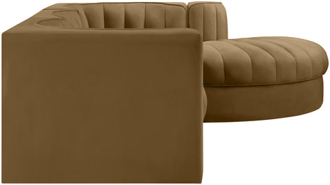 Talia Saddle Velvet Performance Fabric Upholstered Sectional, 4-Piece (Style 3)