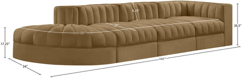 Talia Saddle Velvet Performance Fabric Upholstered Sectional, 4-Piece (Style 4)