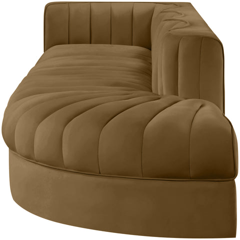 Talia Saddle Velvet Performance Fabric Upholstered Sectional, 4-Piece (Style 4)