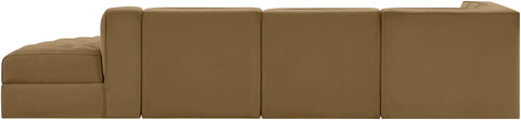 Talia Saddle Velvet Performance Fabric Upholstered Sectional, 4-Piece (Style 4)