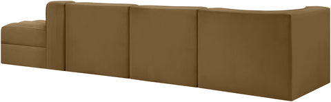 Talia Saddle Velvet Performance Fabric Upholstered Sectional, 4-Piece (Style 4)