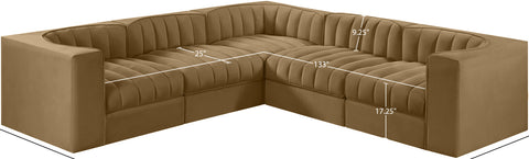 Talia Saddle Velvet Performance Fabric Upholstered Sectional, 5-Piece (Style 2)