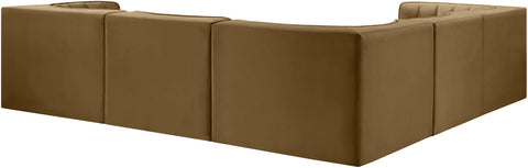 Talia Saddle Velvet Performance Fabric Upholstered Sectional, 5-Piece (Style 2)