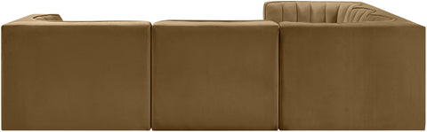Talia Saddle Velvet Performance Fabric Upholstered Sectional, 5-Piece (Style 2)