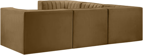 Talia Saddle Velvet Performance Fabric Upholstered Sectional, 5-Piece (Style 2)