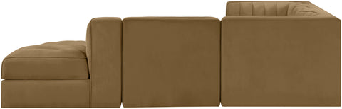 Talia Saddle Velvet Performance Fabric Upholstered Sectional, 5-Piece (Style 3)