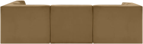 Talia Saddle Velvet Performance Fabric Upholstered Sectional, 5-Piece (Style 3)