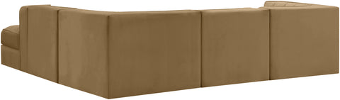 Talia Saddle Velvet Performance Fabric Upholstered Sectional, 5-Piece (Style 3)