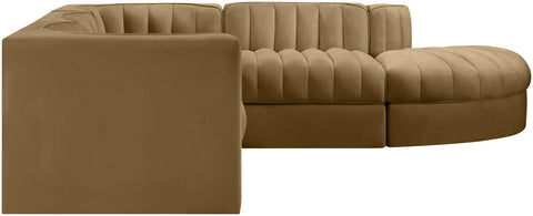 Talia Saddle Velvet Performance Fabric Upholstered Sectional, 5-Piece (Style 3)