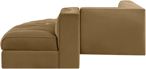 Talia Saddle Velvet Performance Fabric Upholstered Sectional, 5-Piece (Style 4)