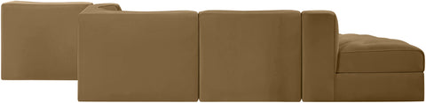 Talia Saddle Velvet Performance Fabric Upholstered Sectional, 5-Piece (Style 4)