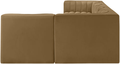 Talia Saddle Velvet Performance Fabric Upholstered Sectional, 5-Piece (Style 5)