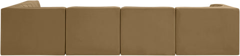 Talia Saddle Velvet Performance Fabric Upholstered Sectional, 5-Piece (Style 5)