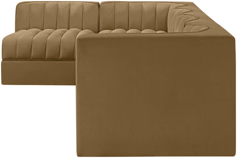Talia Saddle Velvet Performance Fabric Upholstered Sectional, 5-Piece (Style 5)