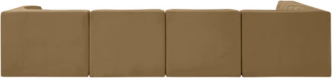 Talia Saddle Velvet Performance Fabric Upholstered Sectional, 5-Piece (Style 5)
