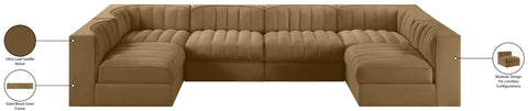 Talia Saddle Velvet Performance Fabric Upholstered Sectional, 6-Piece