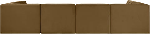 Talia Saddle Velvet Performance Fabric Upholstered Sectional, 6-Piece