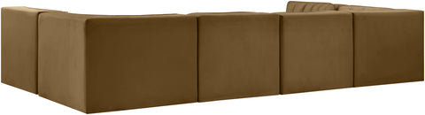Talia Saddle Velvet Performance Fabric Upholstered Sectional, 6-Piece
