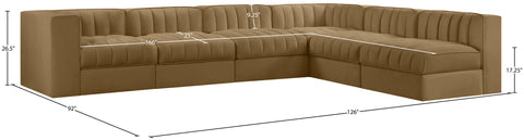 Talia Saddle Velvet Performance Fabric Upholstered Sectional, 6-Piece (Style 2)