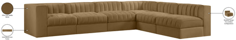 Talia Saddle Velvet Performance Fabric Upholstered Sectional, 6-Piece (Style 2)